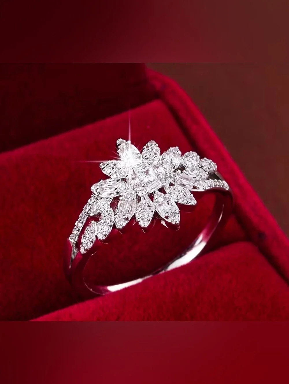 $8 Each Or Bundle 5/$20 Sparkling Floral CZ Silver Ring